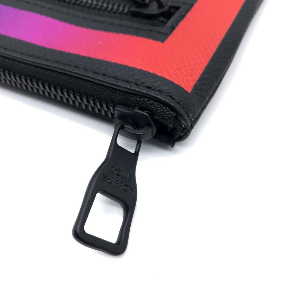 LOUIS VUITTON Clutch bag M30347 Taiga Leather Noir x Rainbow Taiga Pochette A4 Chain mens Used