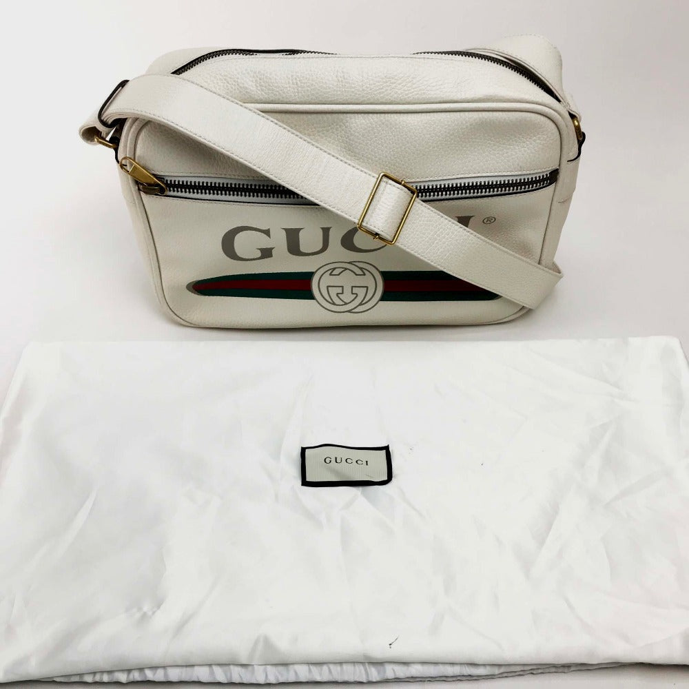 GUCCI Shoulder Bag 523589 leather white Logo print Women Used