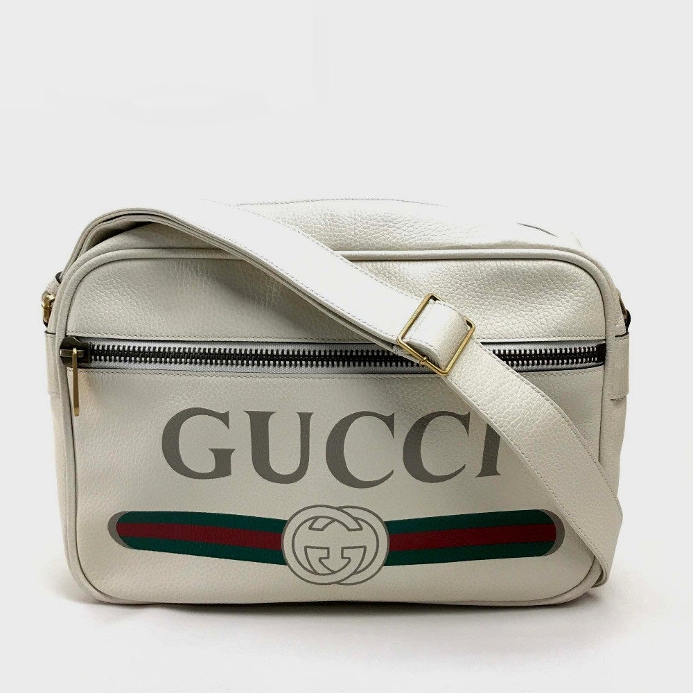GUCCI Shoulder Bag 523589 leather white Logo print Women Used