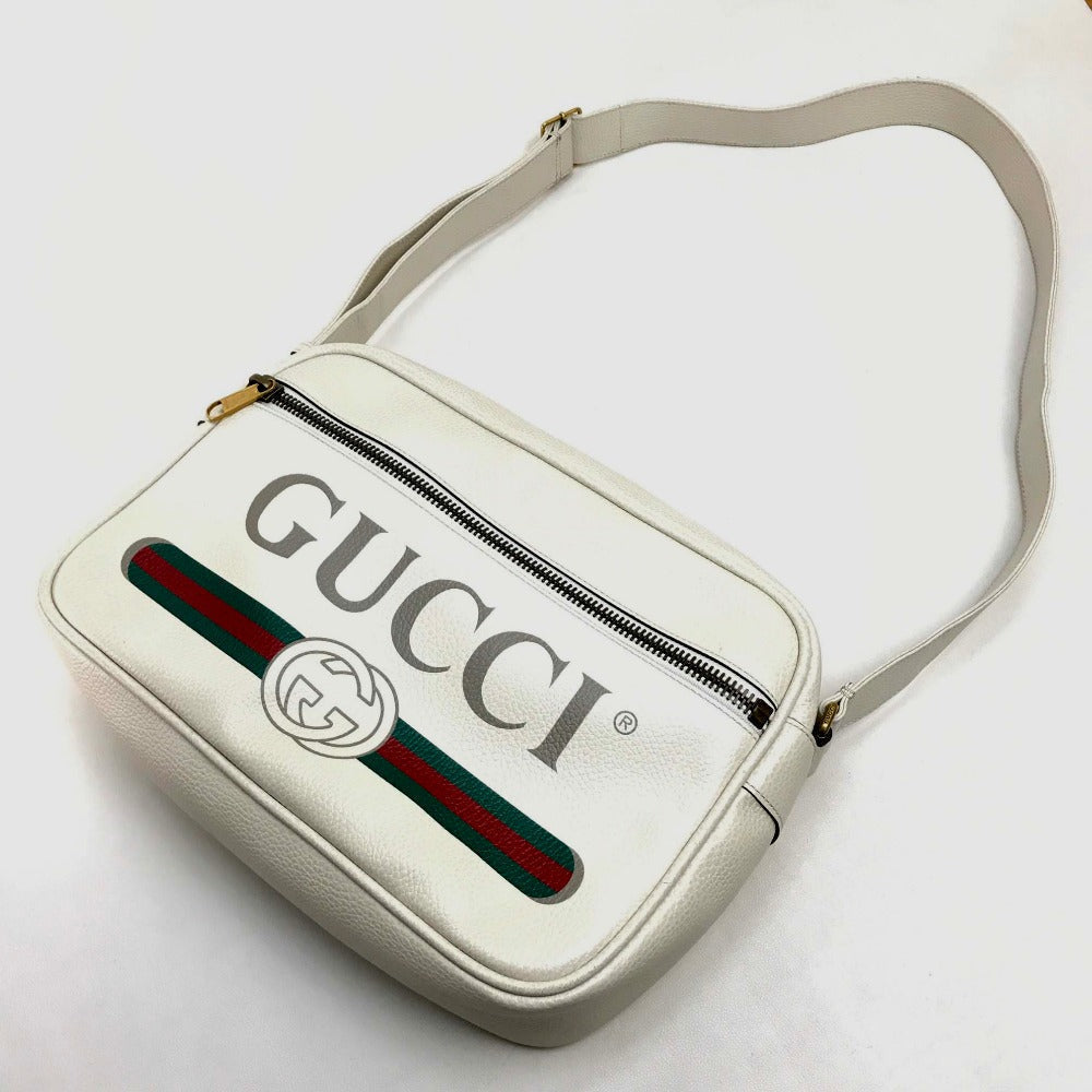 GUCCI Shoulder Bag 523589 leather white Logo print Women Used