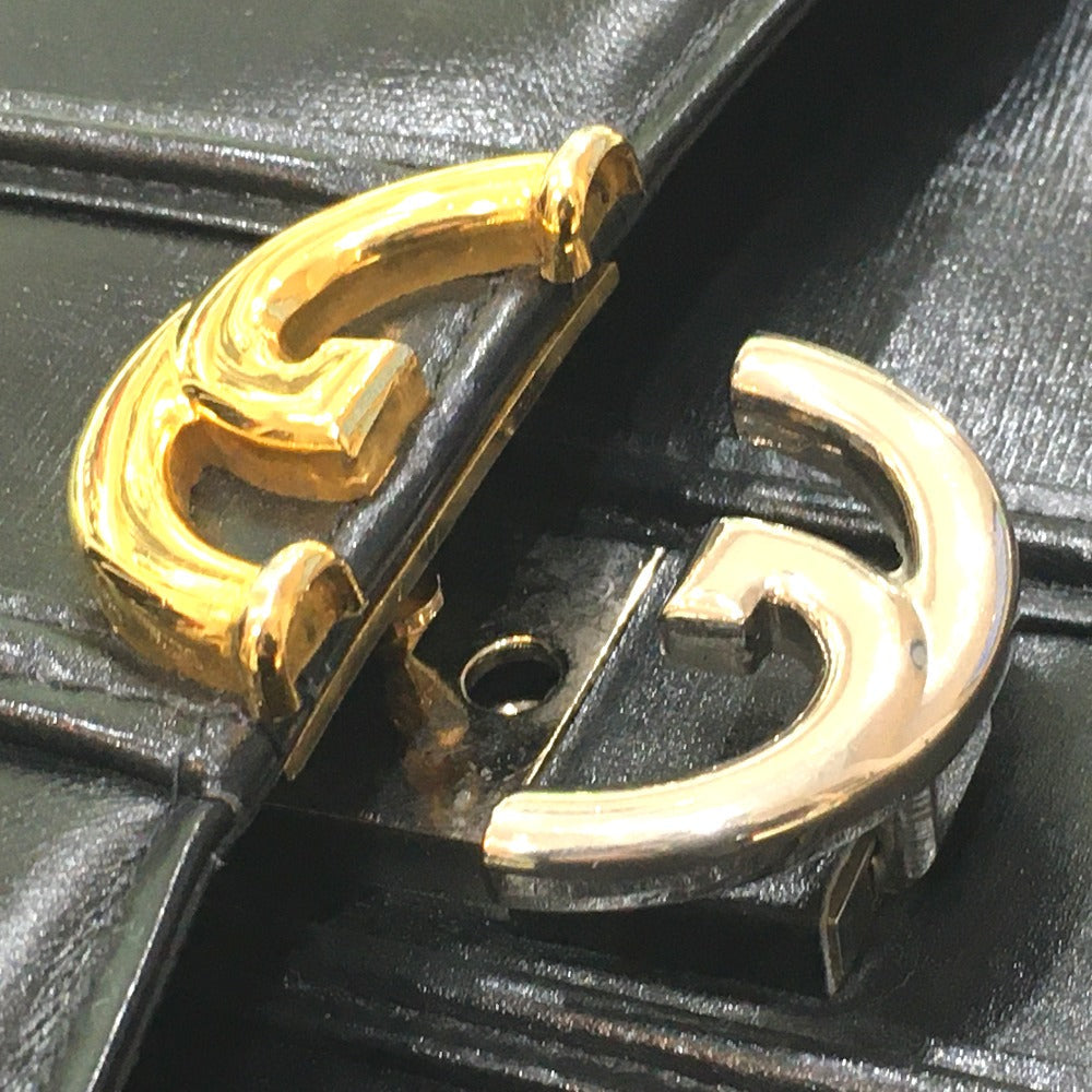 GUCCI Shoulder Bag leather black GGMetal Old Gucci Women Used