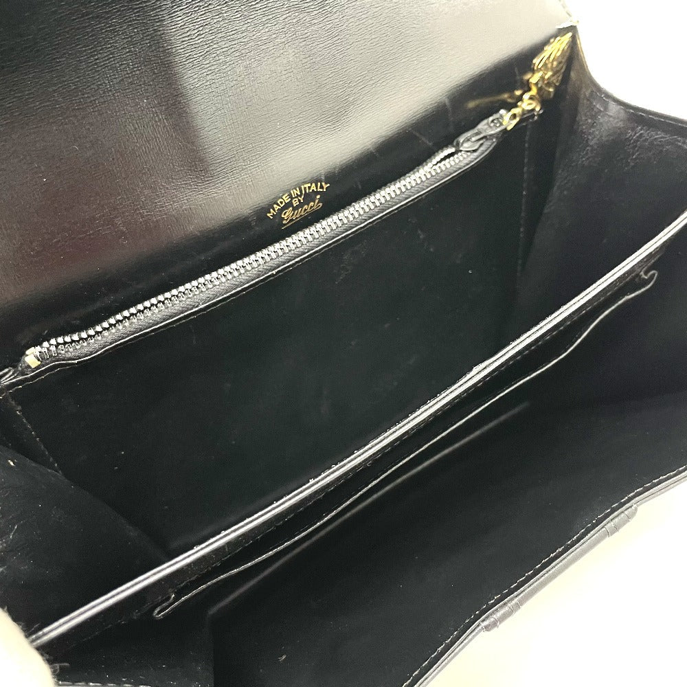 GUCCI Shoulder Bag leather black GGMetal Old Gucci Women Used