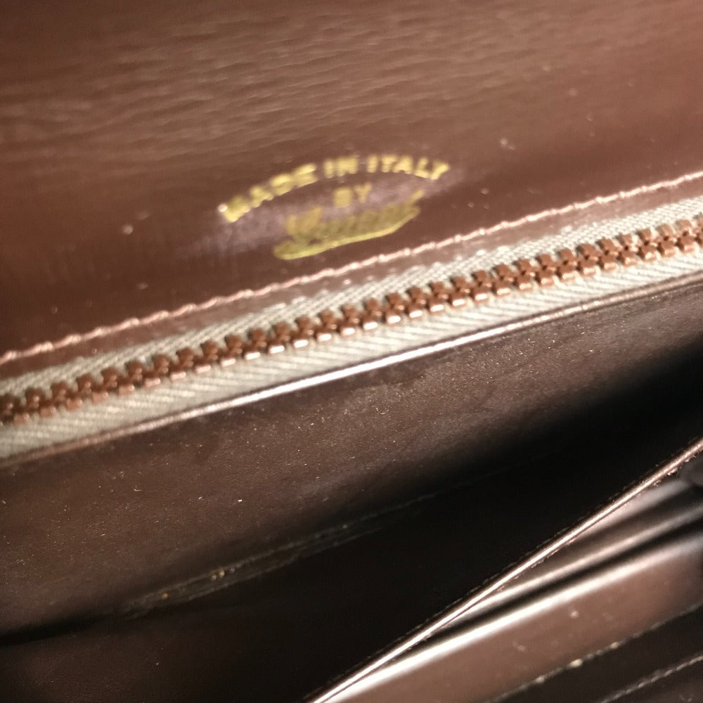 GUCCI Handbag leather Brown x Gold Metal Old Gucci accordion Women Used