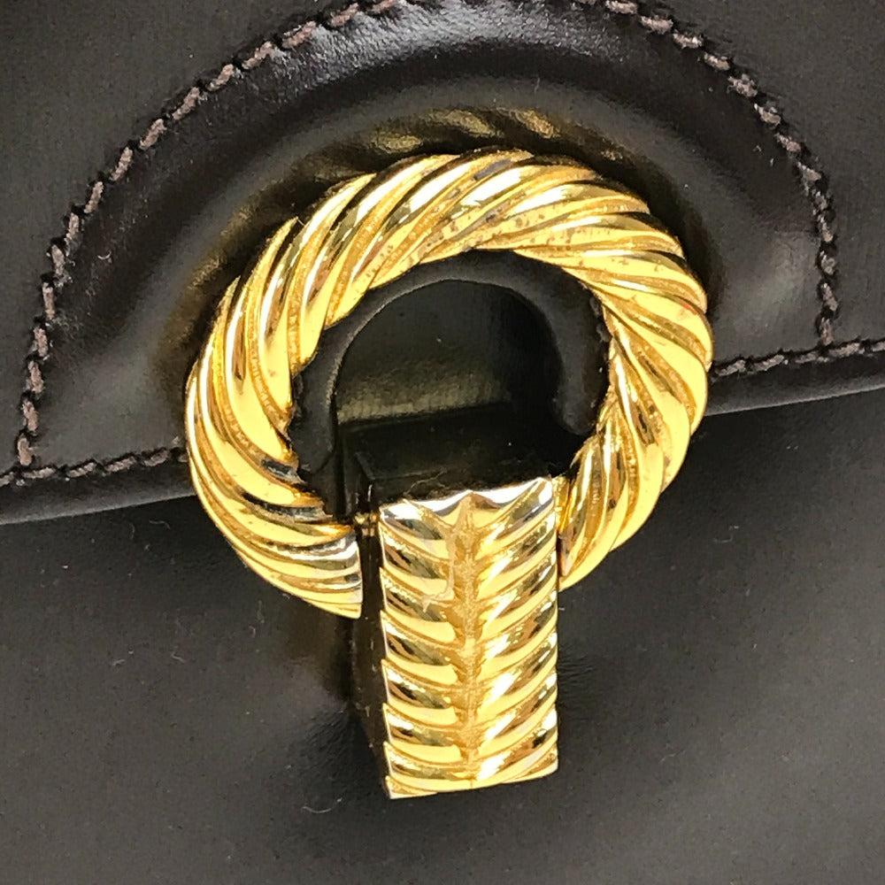 GUCCI Handbag leather Brown x Gold Metal Old Gucci accordion Women Used