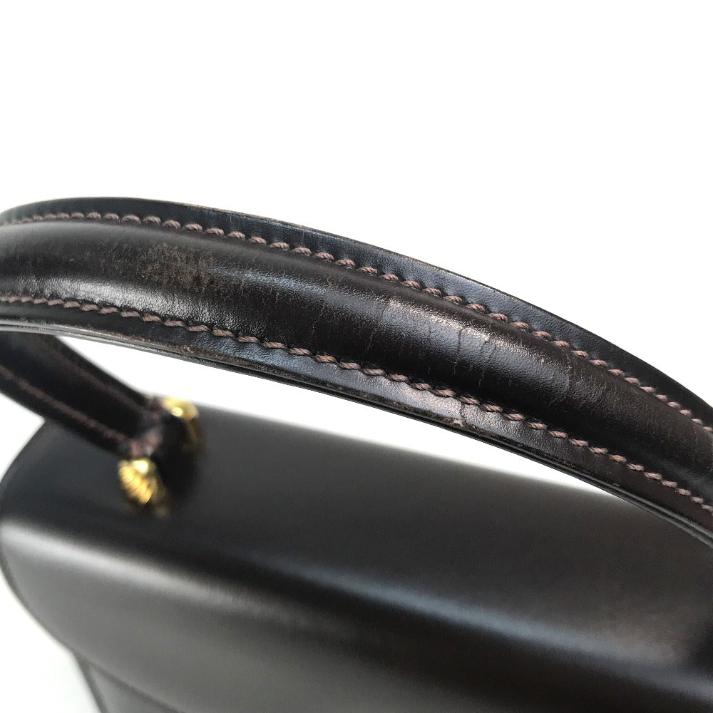 GUCCI Handbag leather Brown x Gold Metal Old Gucci accordion Women Used