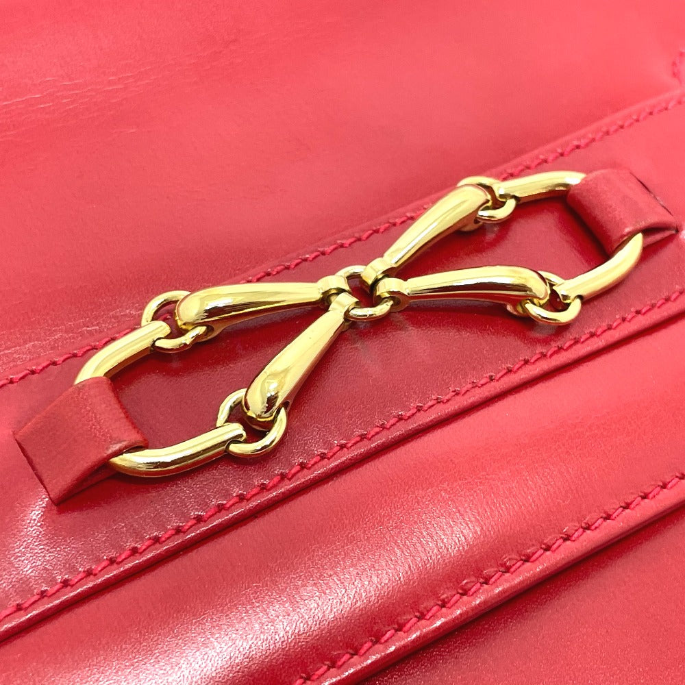 GUCCI Shoulder Bag 004-01-0476 leather Red x Gold Metal vintage Old Gucci Women Used