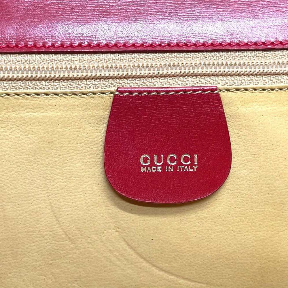 GUCCI Shoulder Bag 004-01-0476 leather Red x Gold Metal vintage Old Gucci Women Used