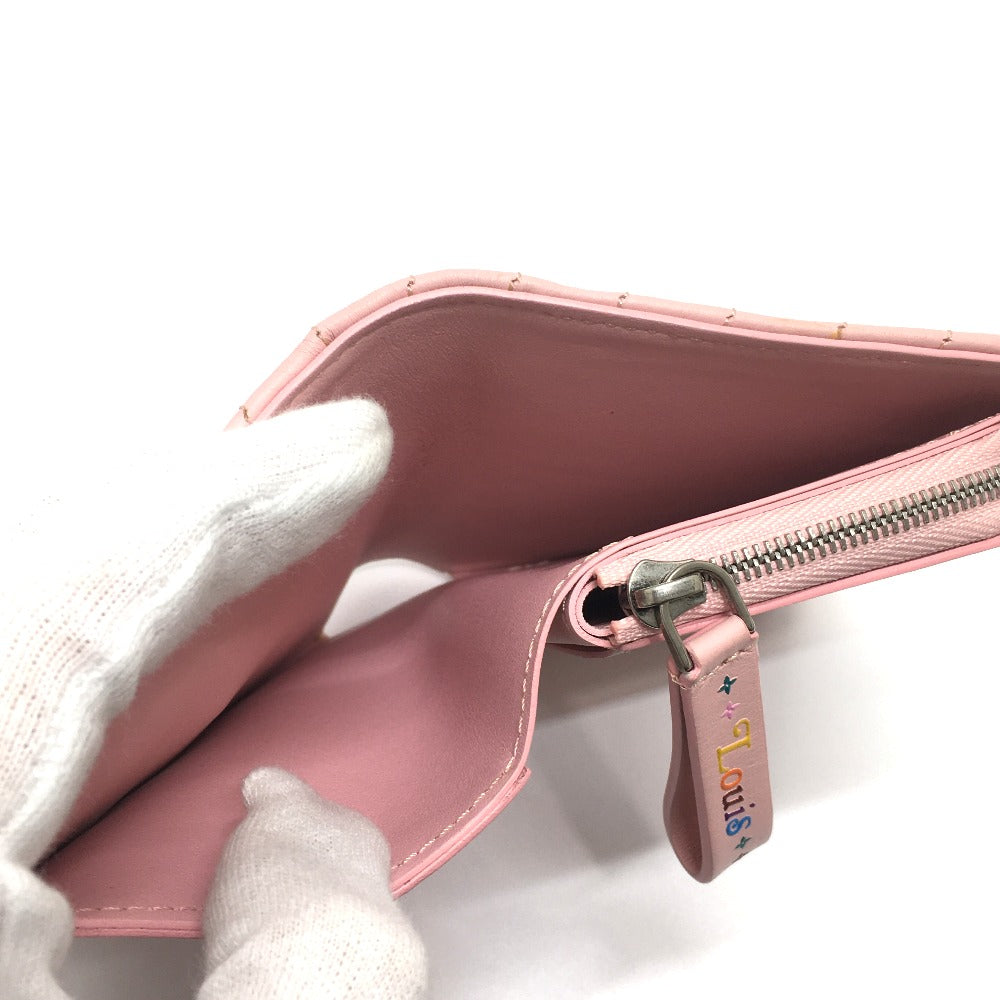 LOUIS VUITTON Folded wallet M63791 leather pink LVMetal New wave zip Women Used