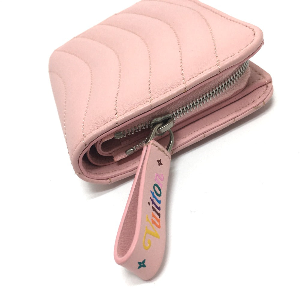 LOUIS VUITTON Folded wallet M63791 leather pink LVMetal New wave zip Women Used