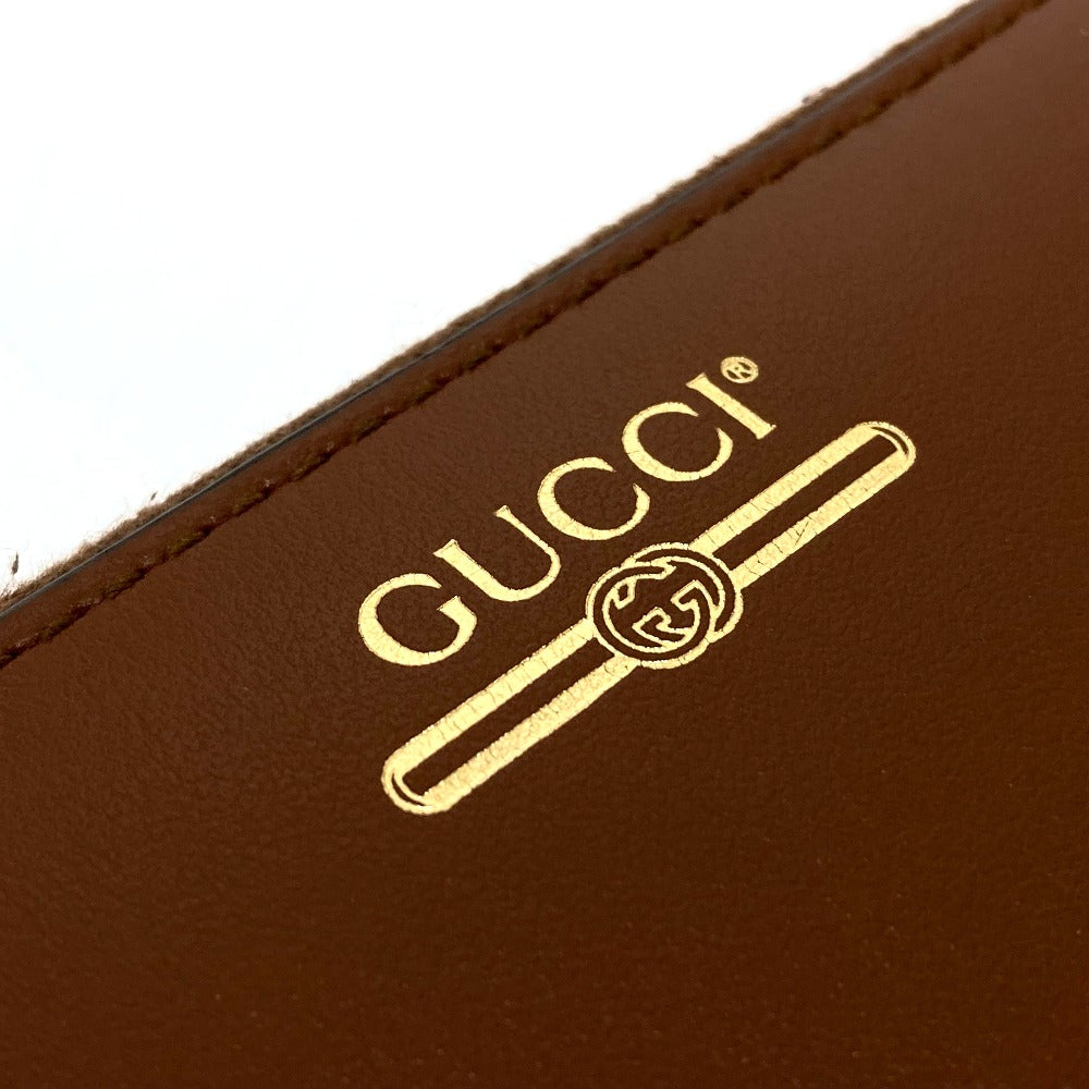 GUCCI Long Wallet Purse 547591 leather Brown Logo print unisex(Unisex) Used