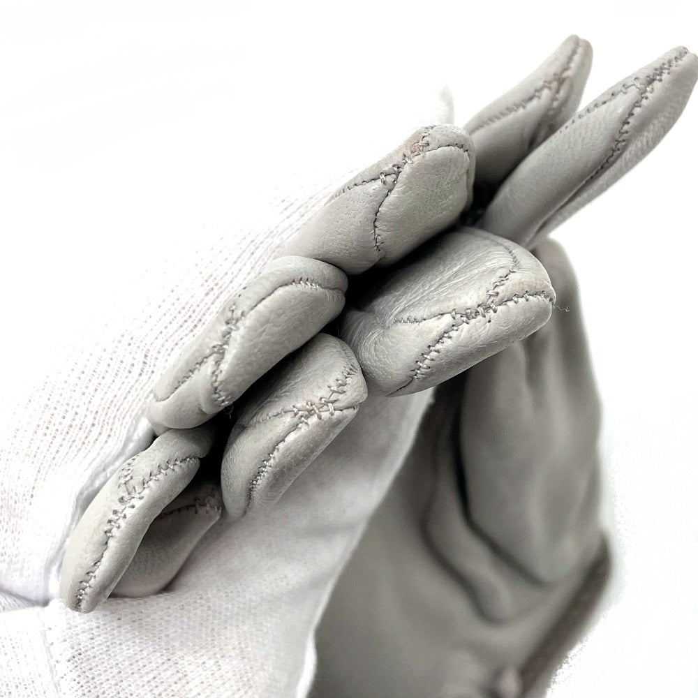 HERMES Glove leather gray Jumbo hook motif Women