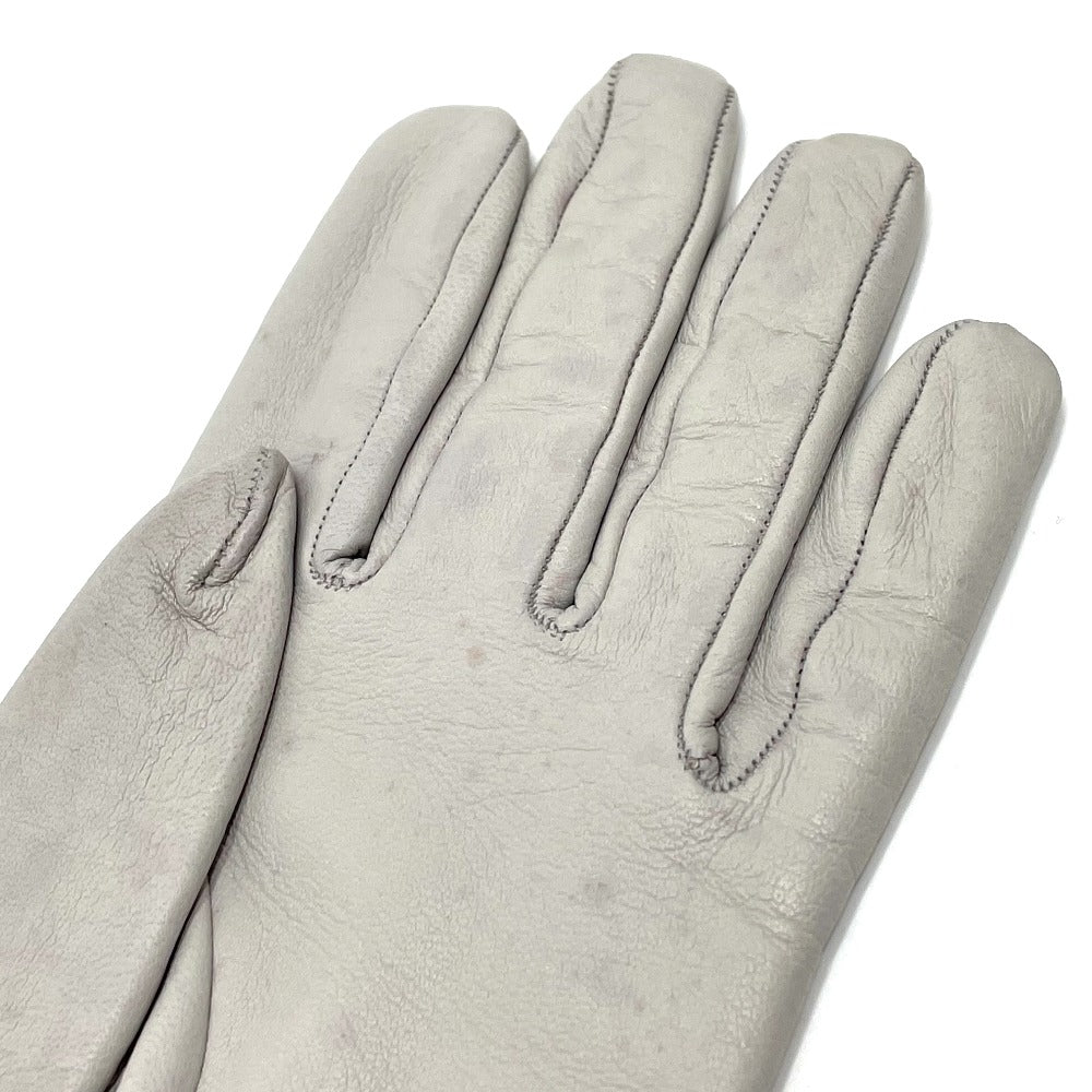 HERMES Glove leather gray Jumbo hook motif Women