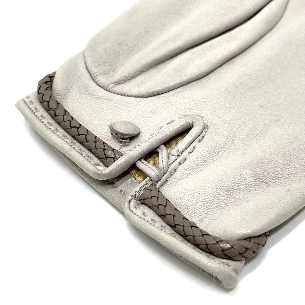 HERMES Glove leather gray Jumbo hook motif Women