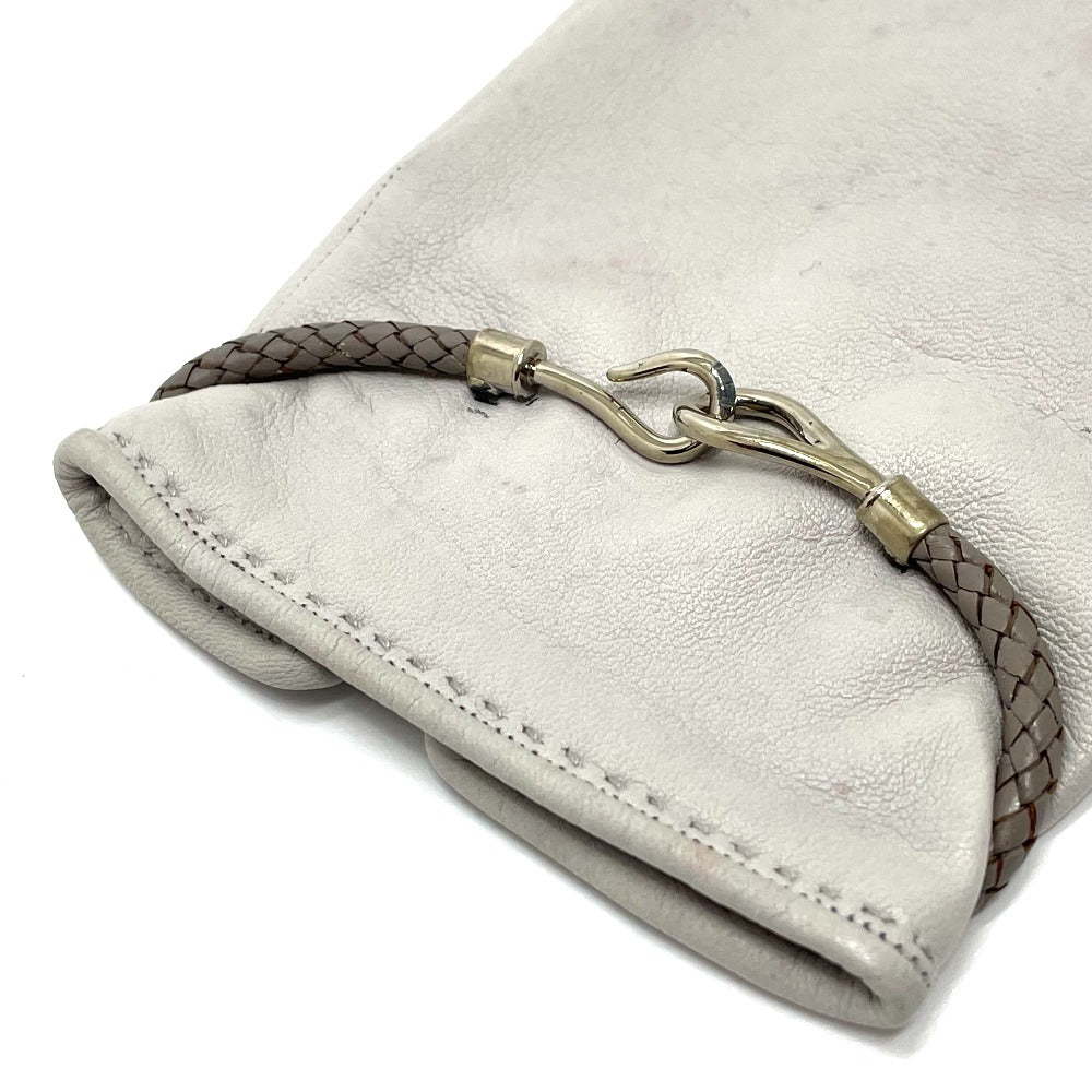 HERMES Glove leather gray Jumbo hook motif Women