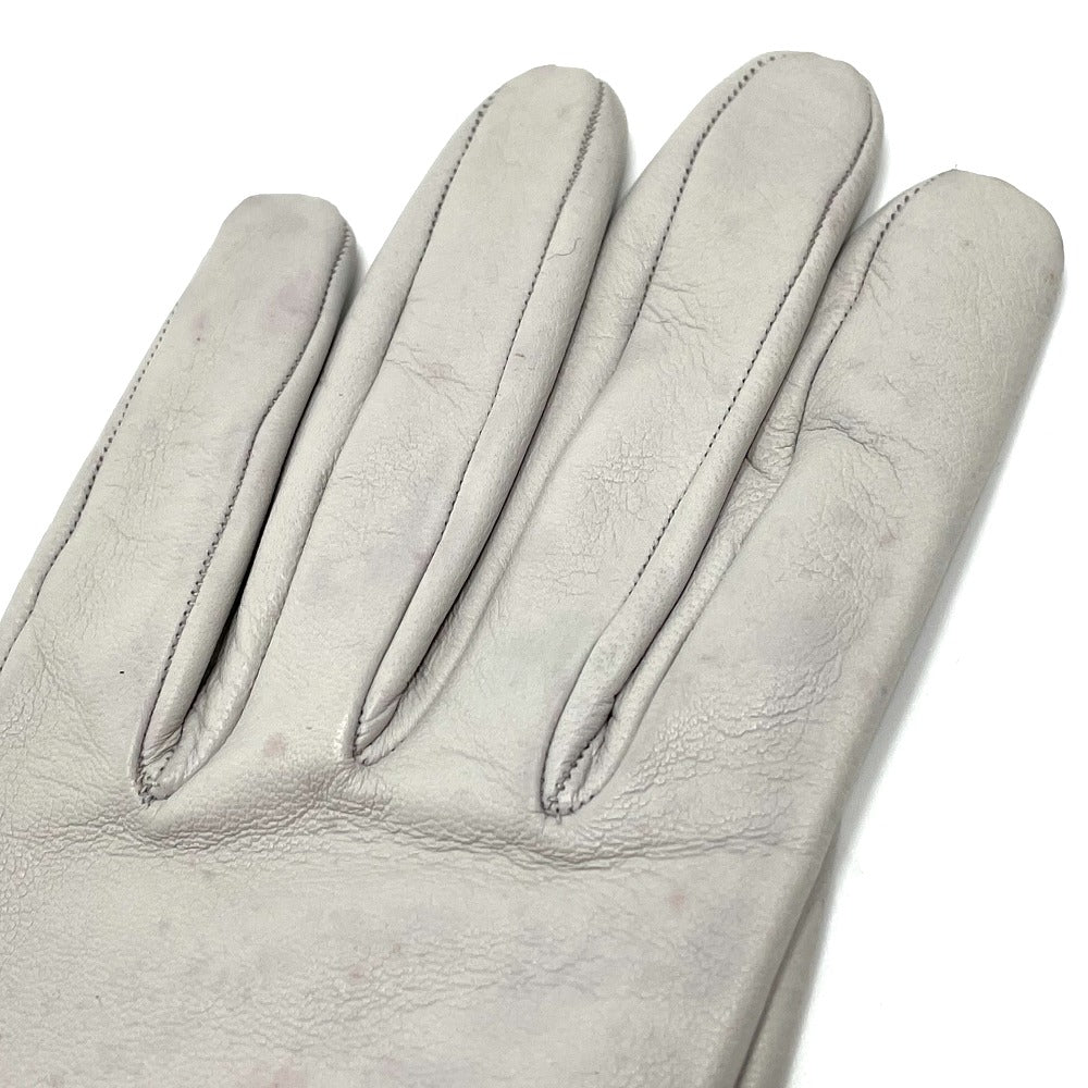 HERMES Glove leather gray Jumbo hook motif Women