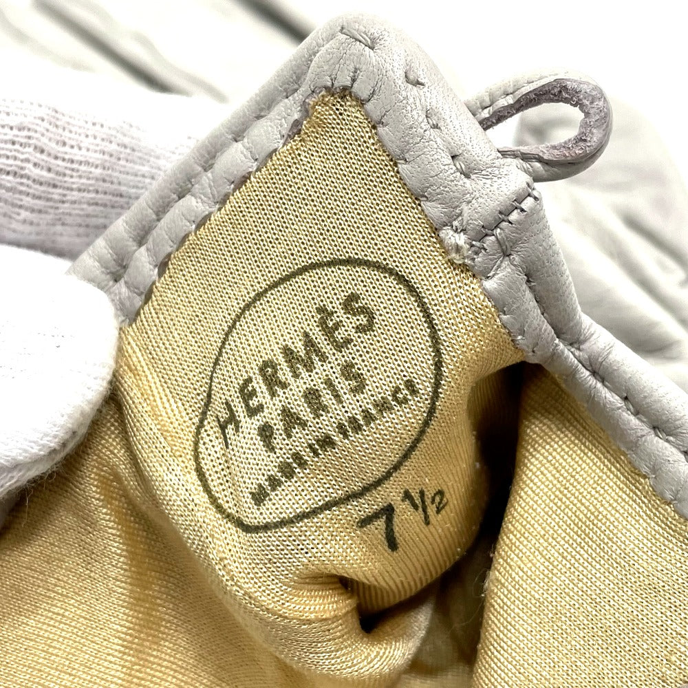 HERMES Glove leather gray Jumbo hook motif Women