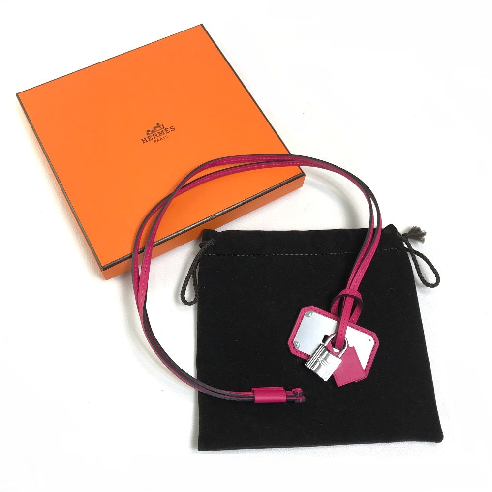 HERMES Necklace Vaux Swift Pink type Pendant Okelley GM Women Used