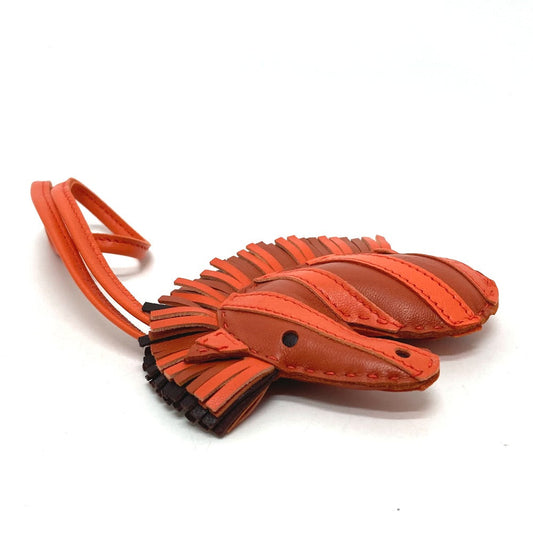 HERMES Bag charm lambskin Orange type zebra Gee Gee Savannah