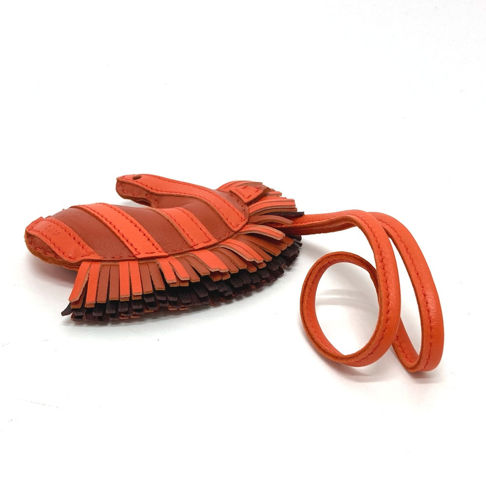 HERMES Bag charm lambskin Orange type zebra Gee Gee Savannah