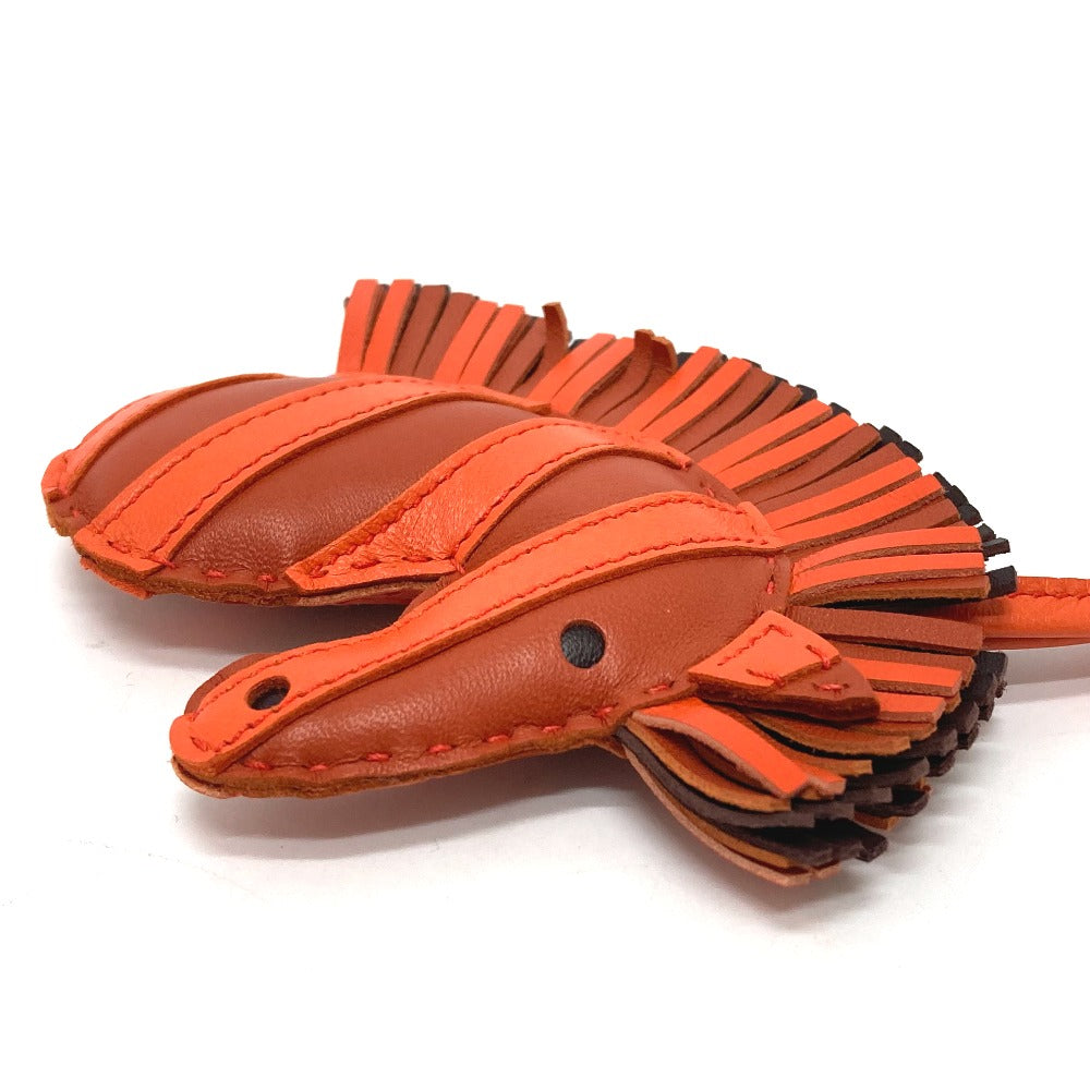 HERMES Bag charm lambskin Orange type zebra Gee Gee Savannah