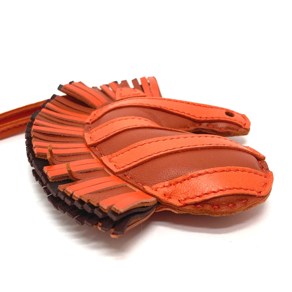 HERMES Bag charm lambskin Orange type zebra Gee Gee Savannah