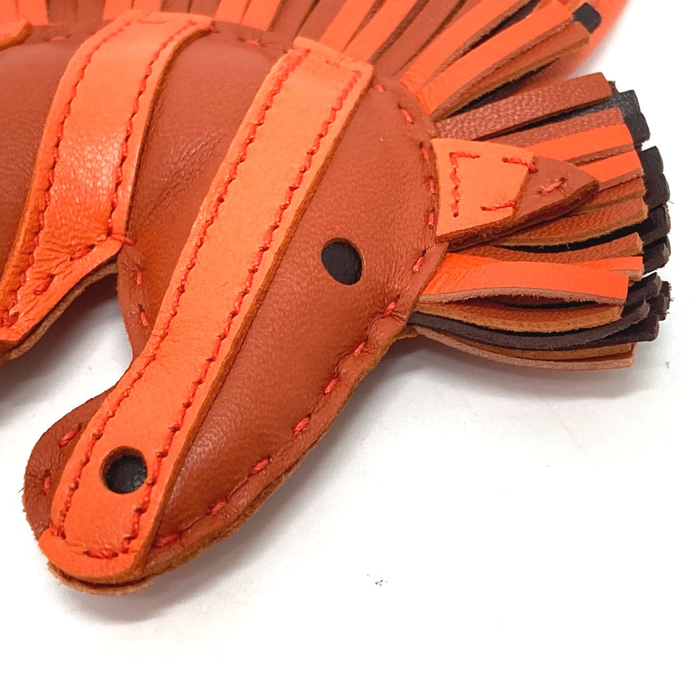 HERMES Bag charm lambskin Orange type zebra Gee Gee Savannah