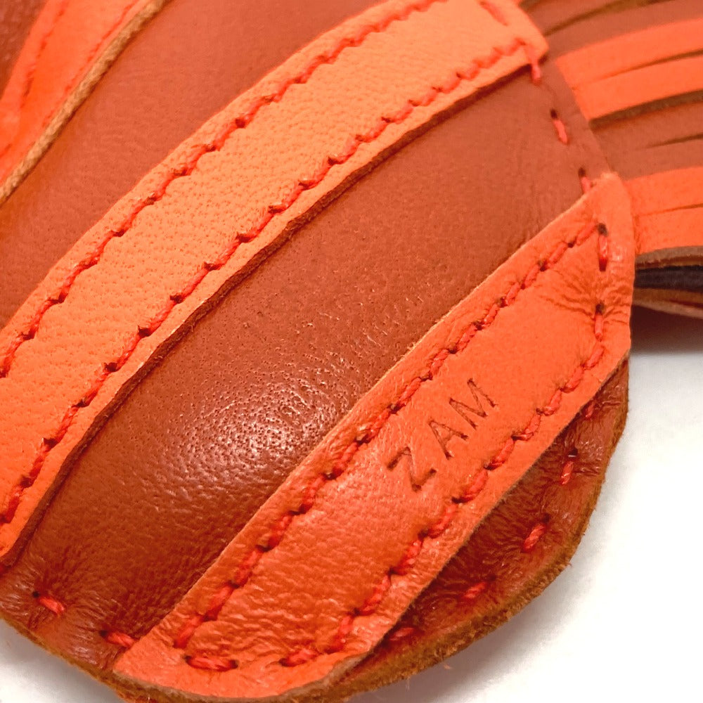 HERMES Bag charm lambskin Orange type zebra Gee Gee Savannah
