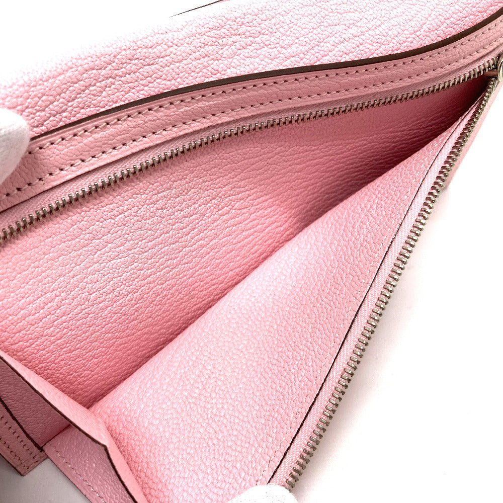 HERMES Long Wallet Purse Chevre Misol pink HMetal Beansufla