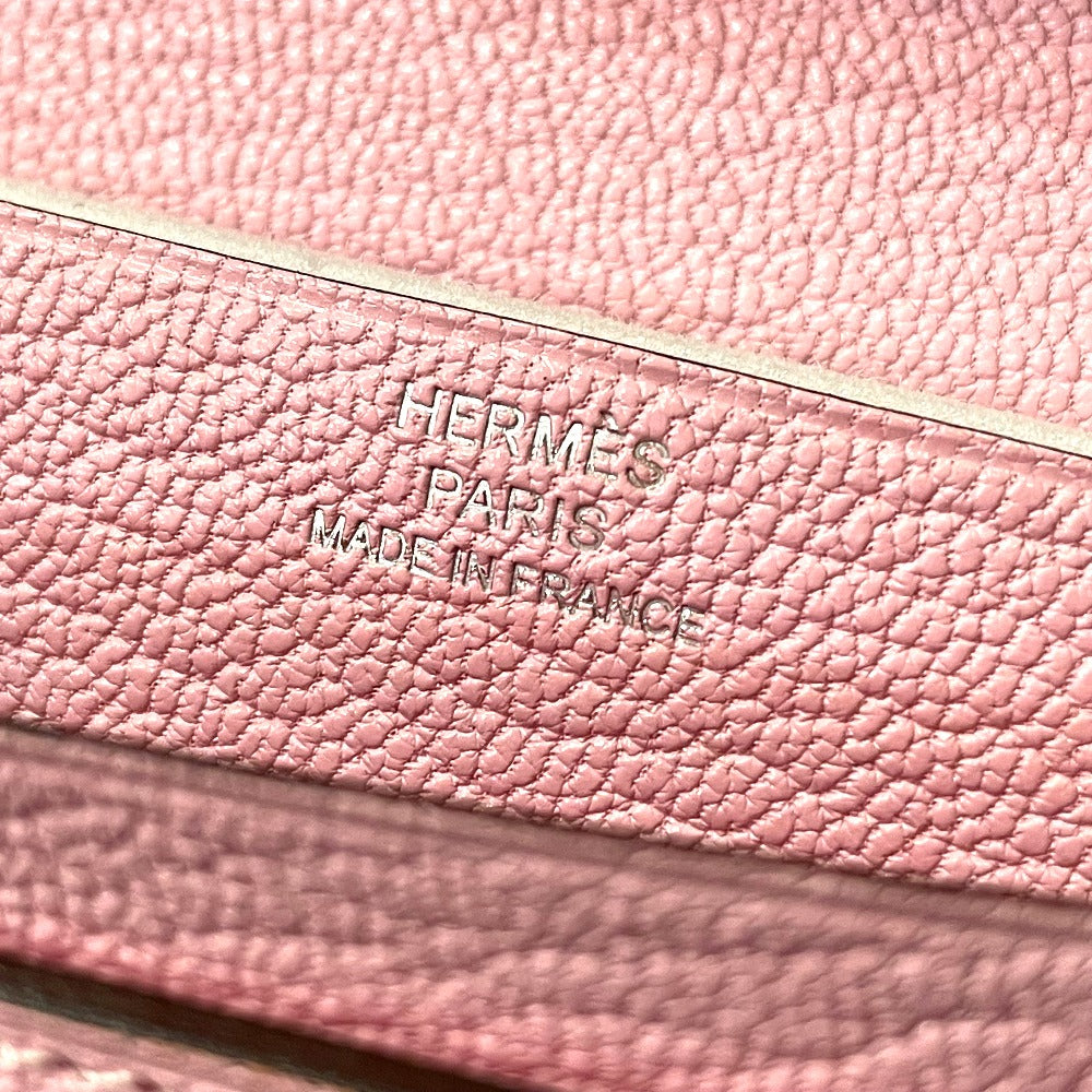HERMES Long Wallet Purse Chevre Misol pink HMetal Beansufla