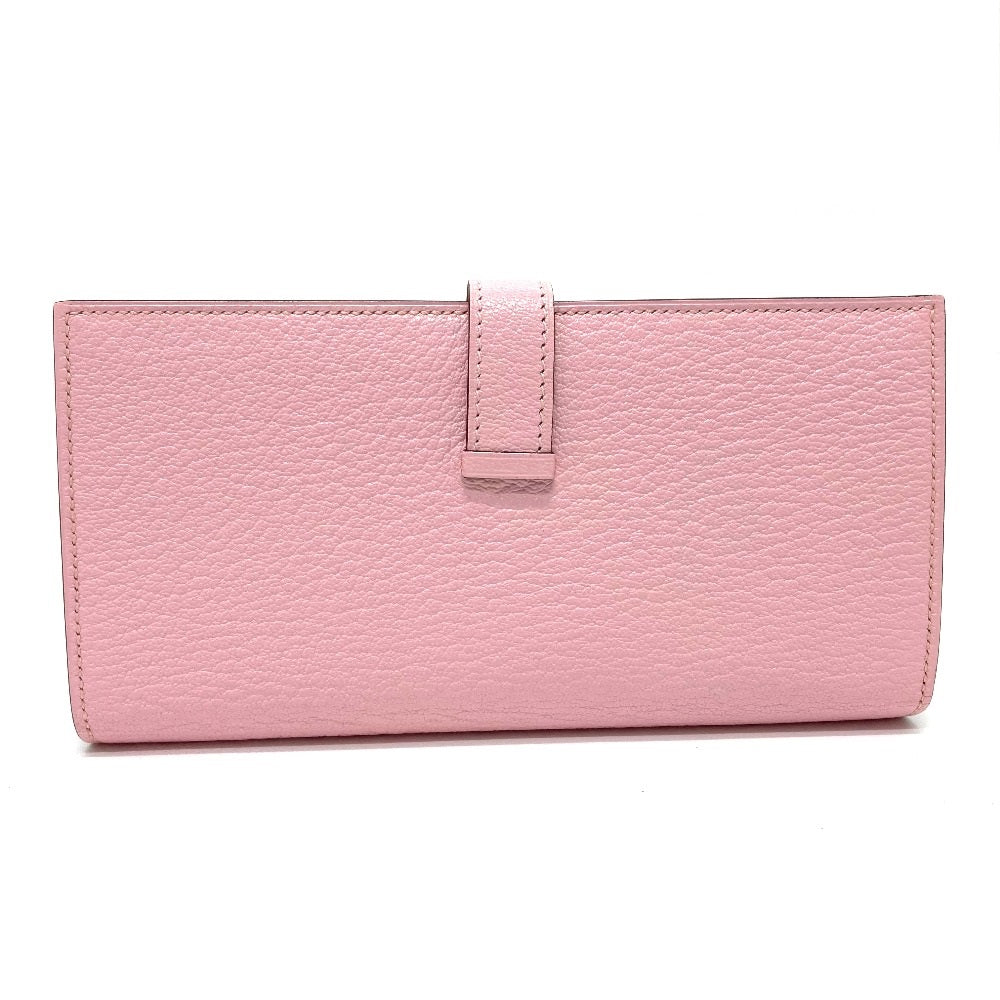 HERMES Long Wallet Purse Chevre Misol pink HMetal Beansufla