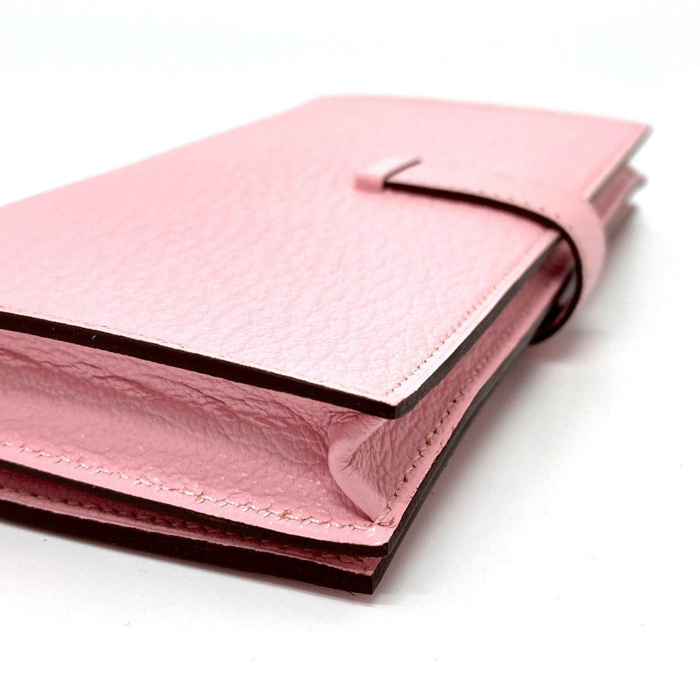 HERMES Long Wallet Purse Chevre Misol pink HMetal Beansufla