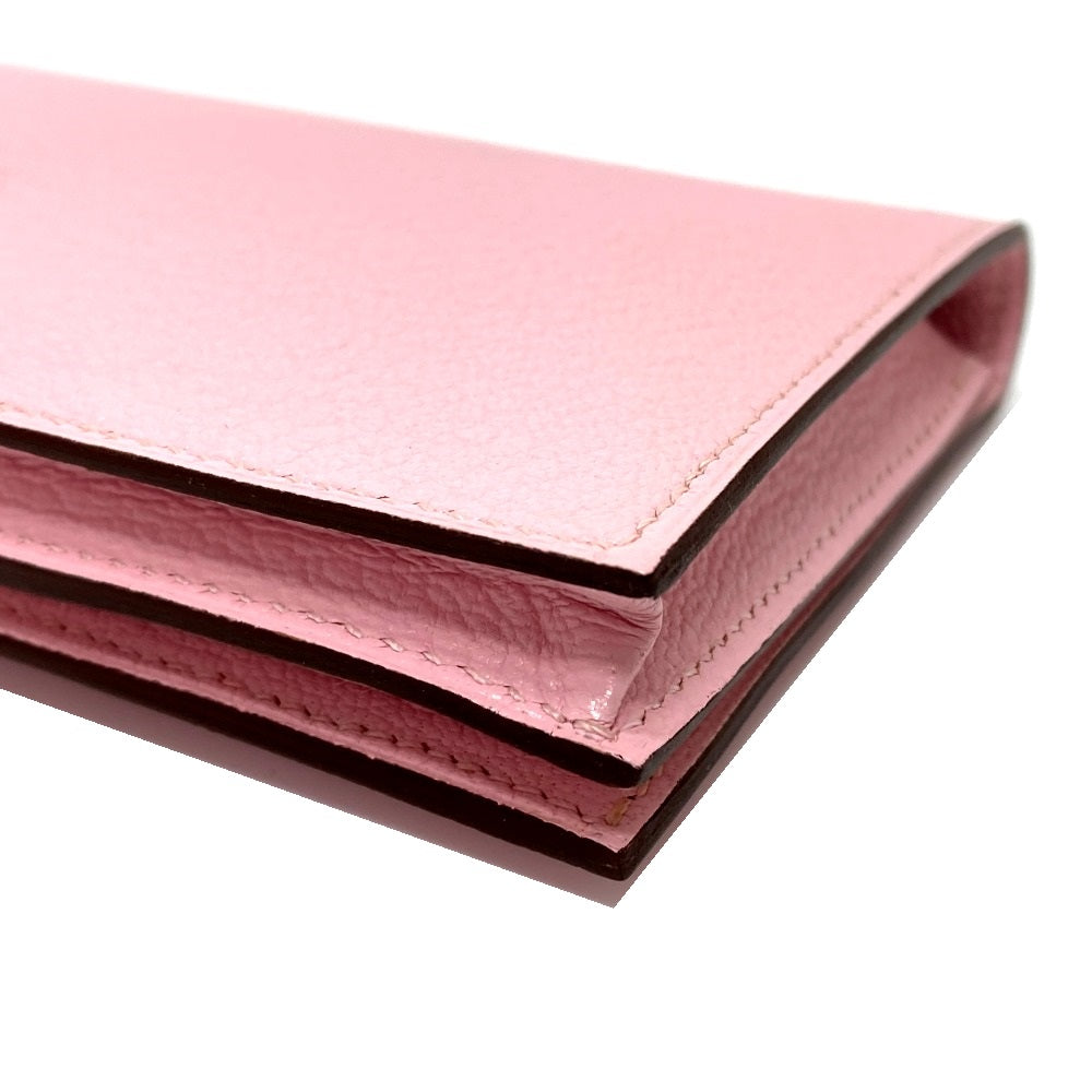 HERMES Long Wallet Purse Chevre Misol pink HMetal Beansufla
