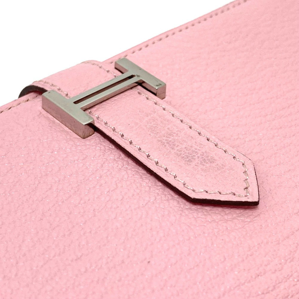 HERMES Long Wallet Purse Chevre Misol pink HMetal Beansufla