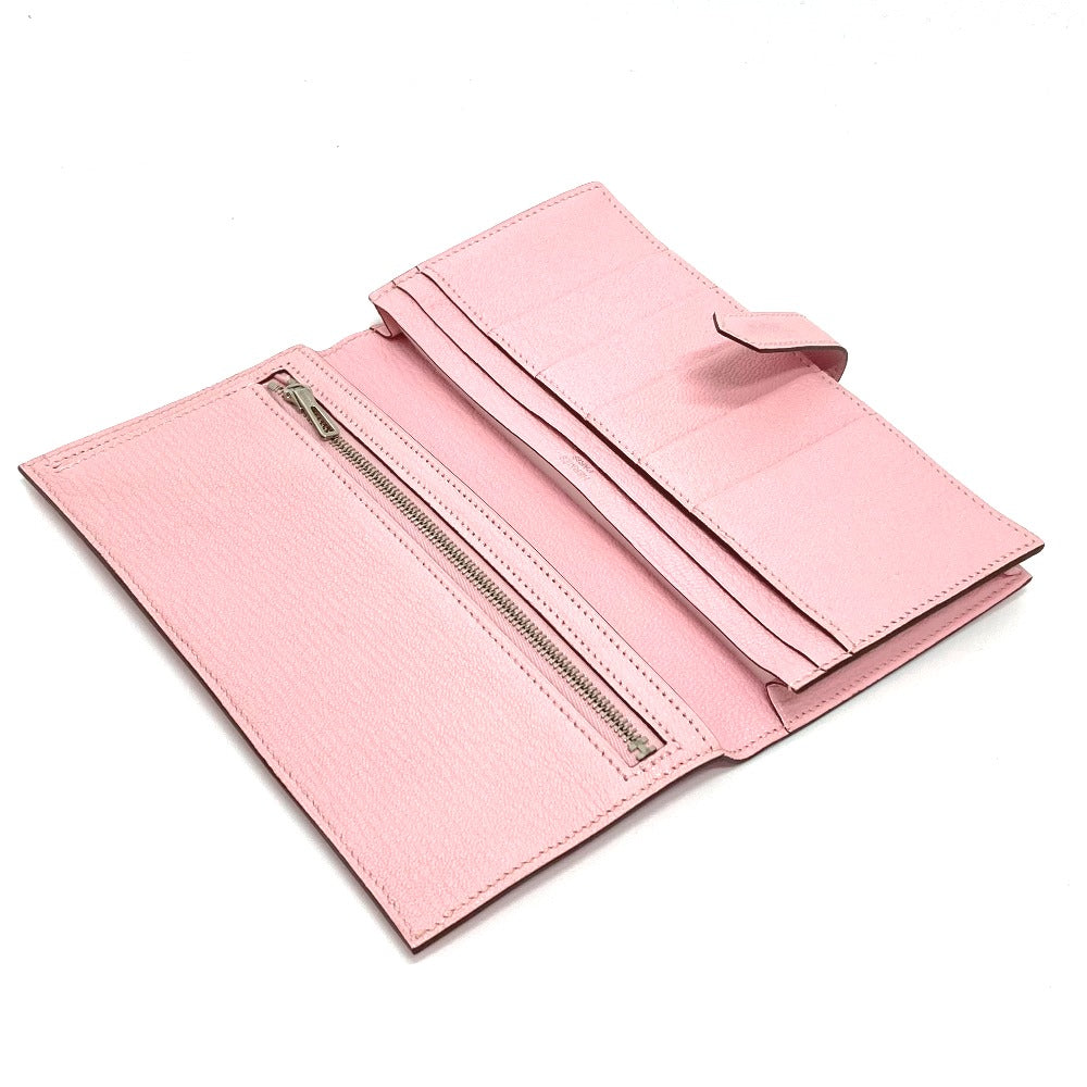 HERMES Long Wallet Purse Chevre Misol pink HMetal Beansufla