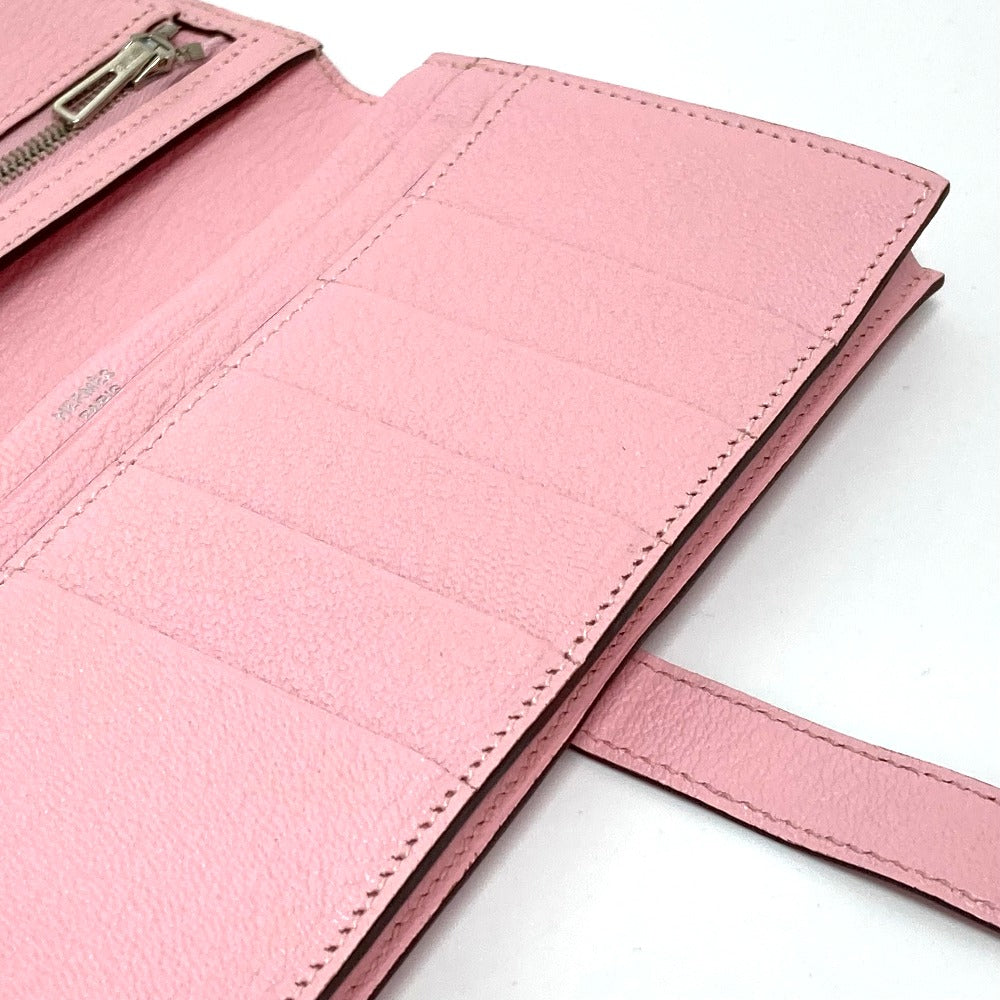 HERMES Long Wallet Purse Chevre Misol pink HMetal Beansufla