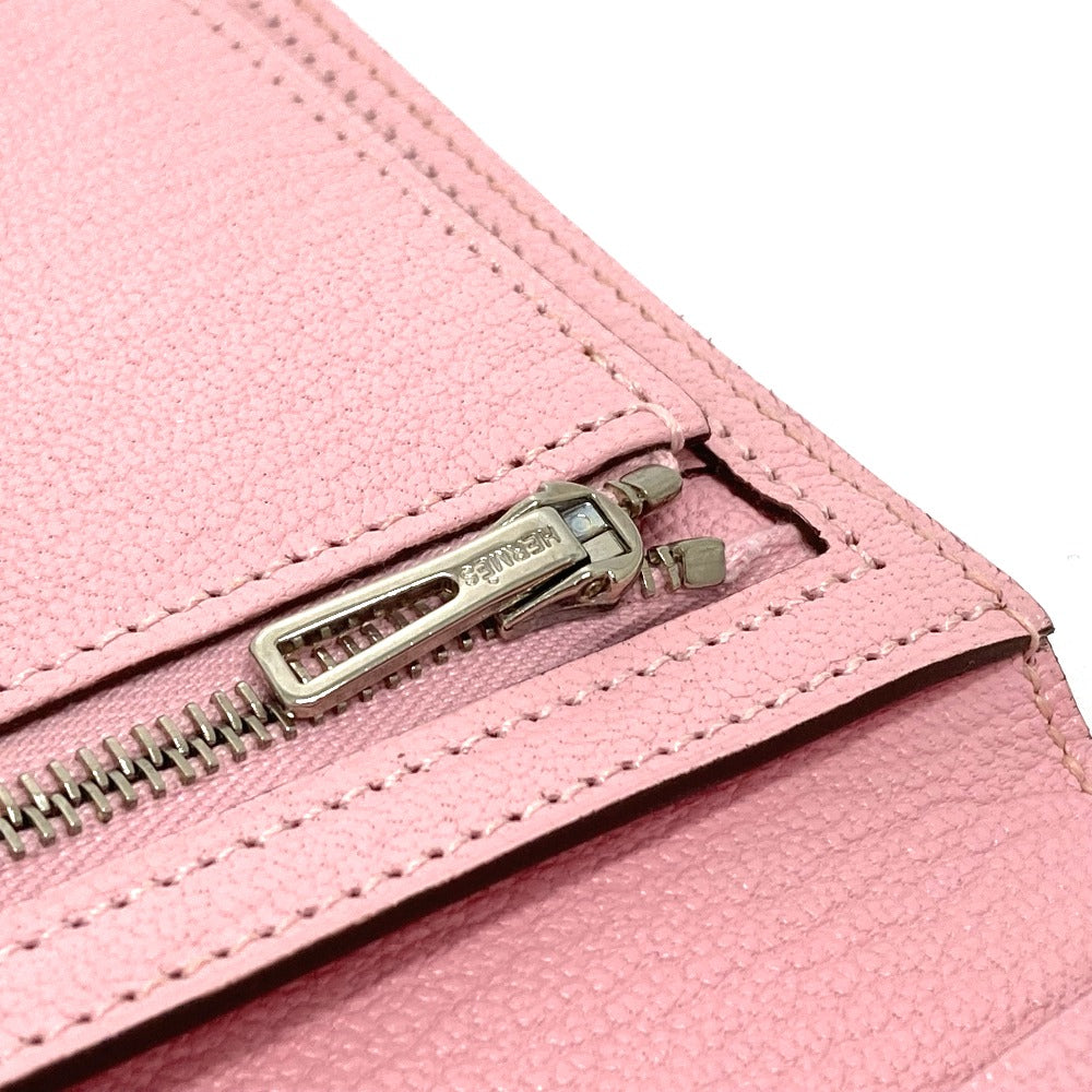 HERMES Long Wallet Purse Chevre Misol pink HMetal Beansufla