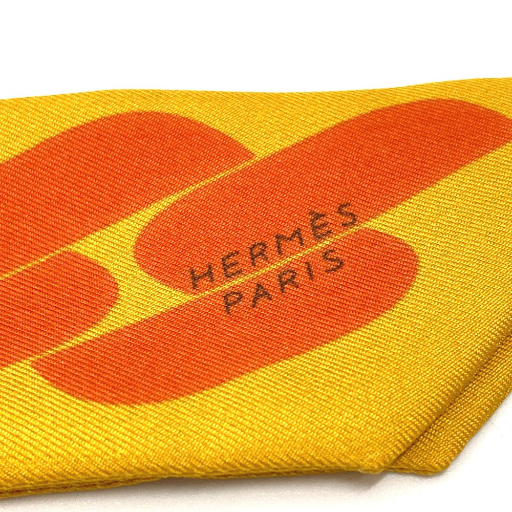 HERMES scarf silk Orange Chain motif Twilly Women Used