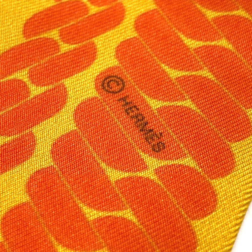 HERMES scarf silk Orange Chain motif Twilly Women Used