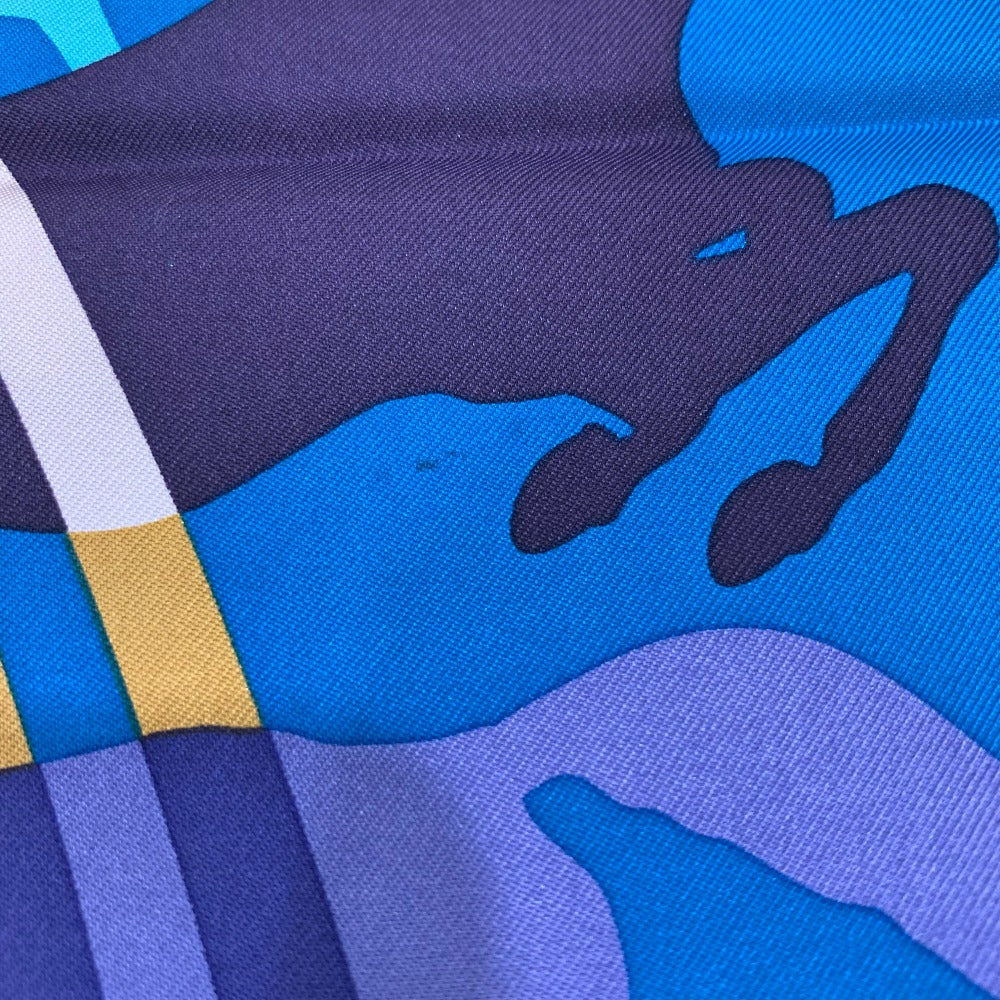 HERMES scarf silk Blue type Carre90 EX LIBRIS EN CAMOUFLAGE EX LIBRIS EN CAMOUFLAGE Women Used