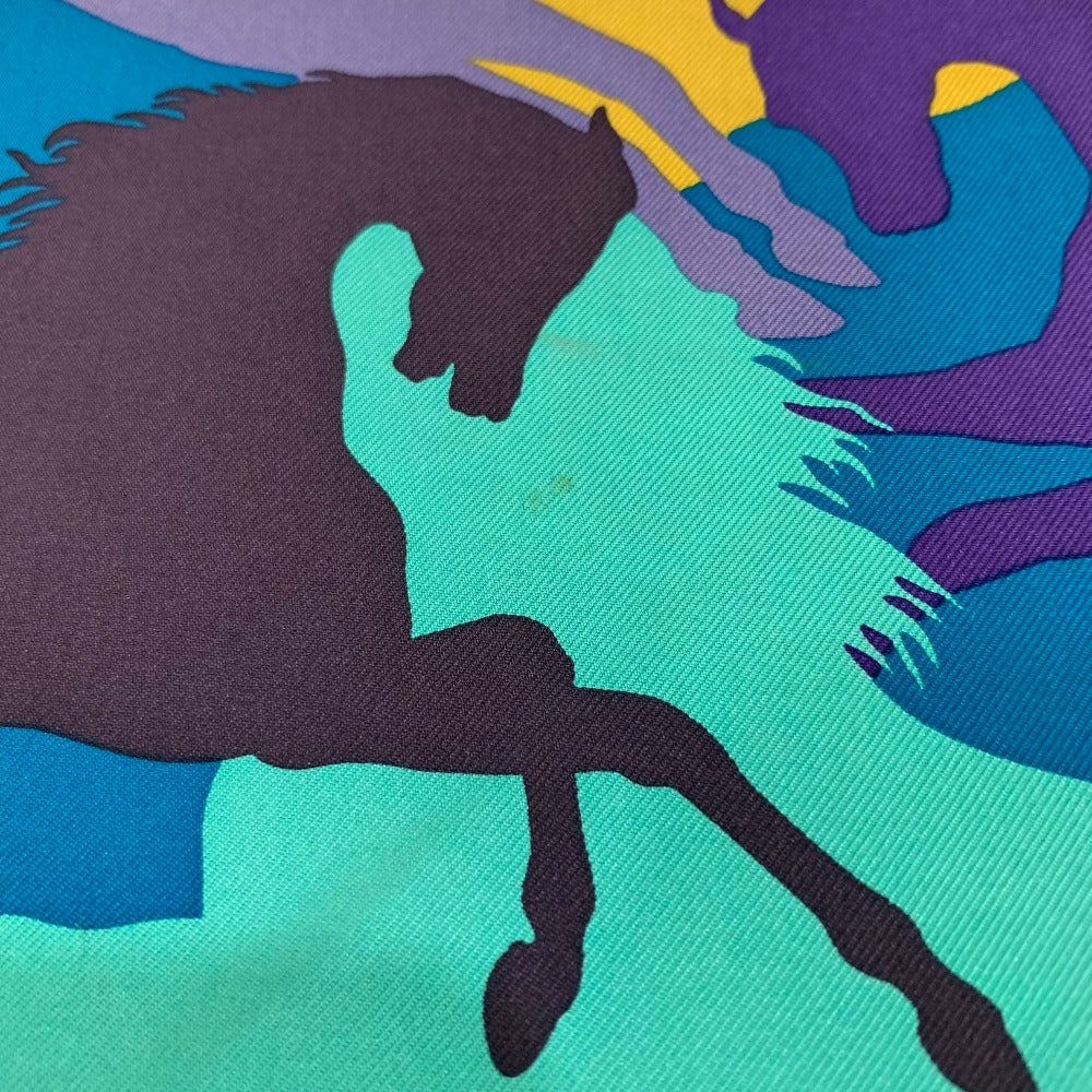HERMES scarf silk Blue type Carre90 EX LIBRIS EN CAMOUFLAGE EX LIBRIS EN CAMOUFLAGE Women Used