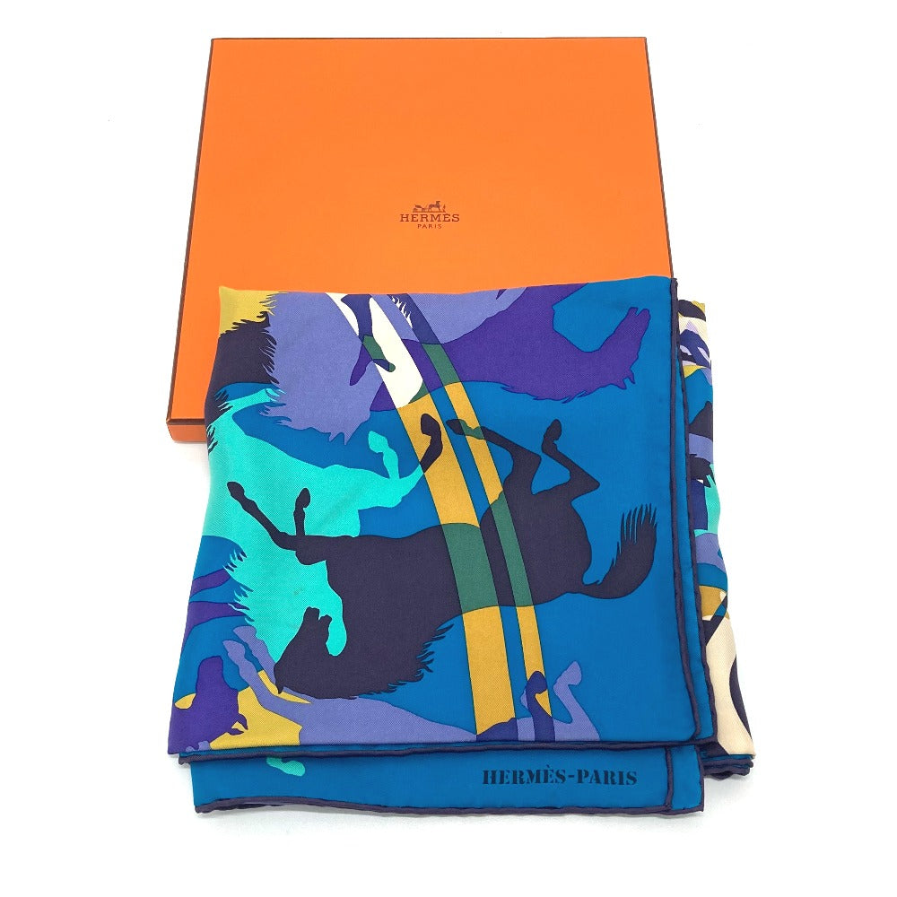 HERMES scarf silk Blue type Carre90 EX LIBRIS EN CAMOUFLAGE EX LIBRIS EN CAMOUFLAGE Women Used