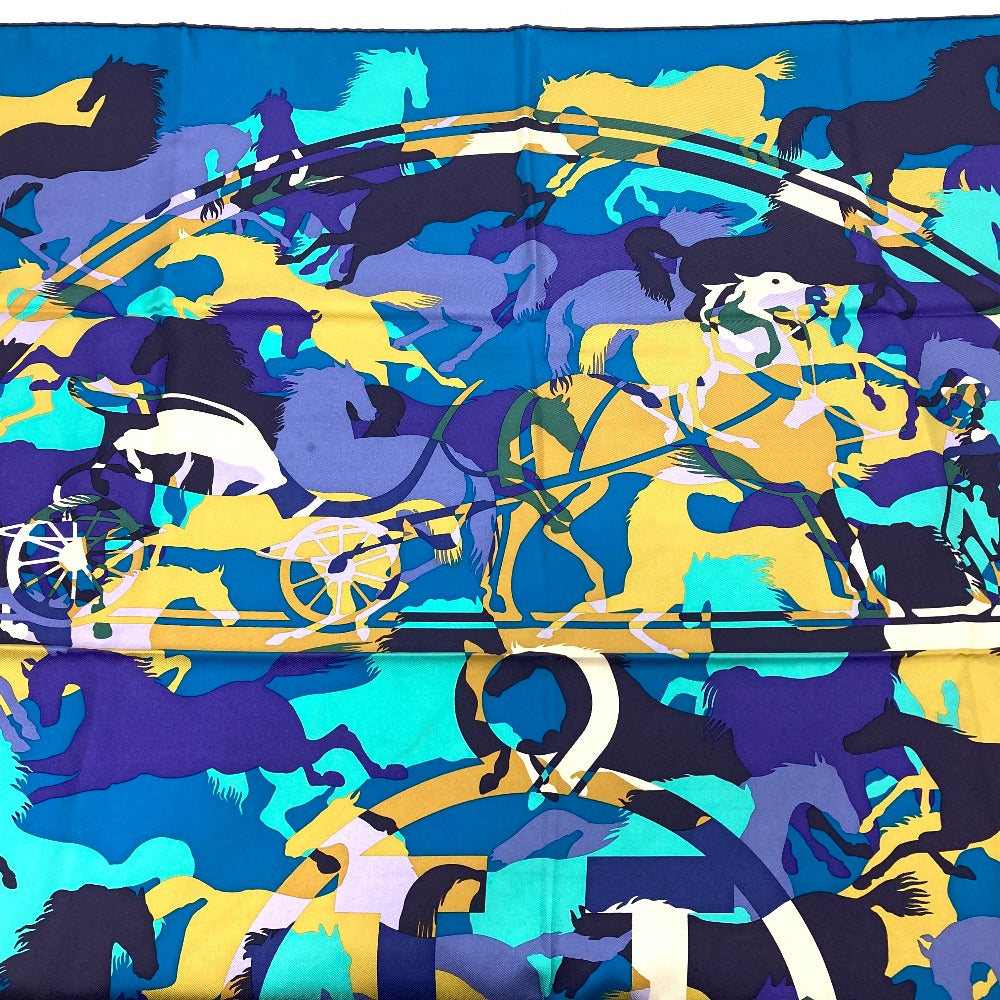 HERMES scarf silk Blue type Carre90 EX LIBRIS EN CAMOUFLAGE EX LIBRIS EN CAMOUFLAGE Women Used