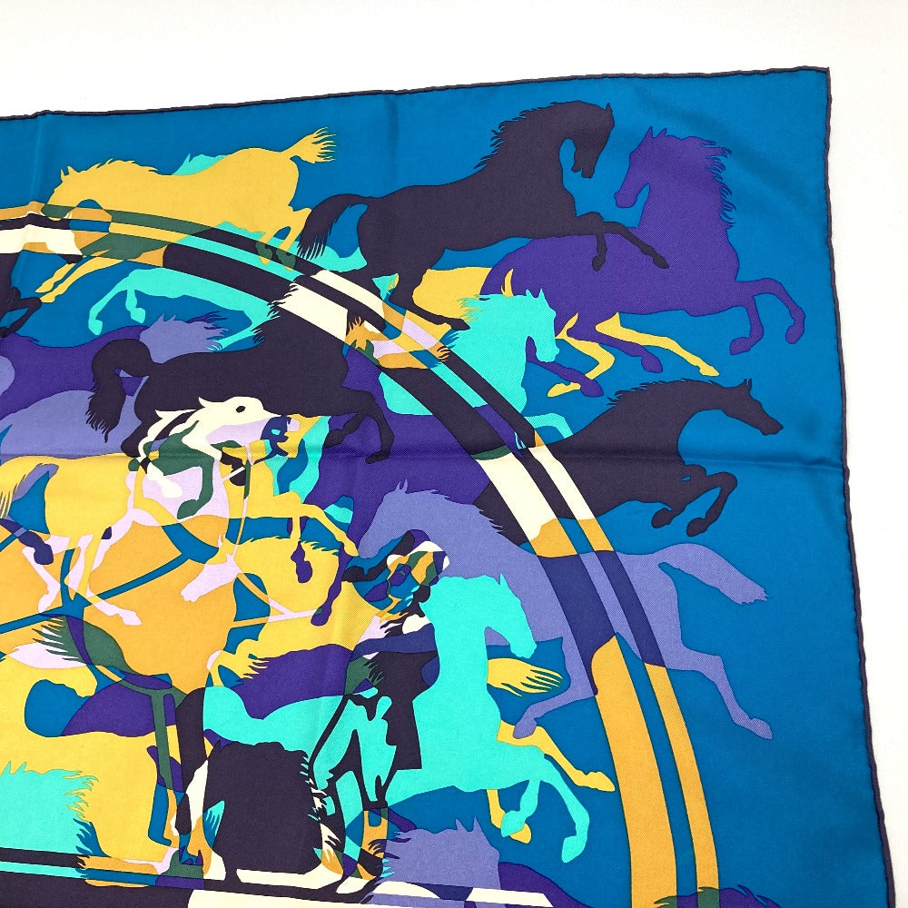 HERMES scarf silk Blue type Carre90 EX LIBRIS EN CAMOUFLAGE EX LIBRIS EN CAMOUFLAGE Women Used