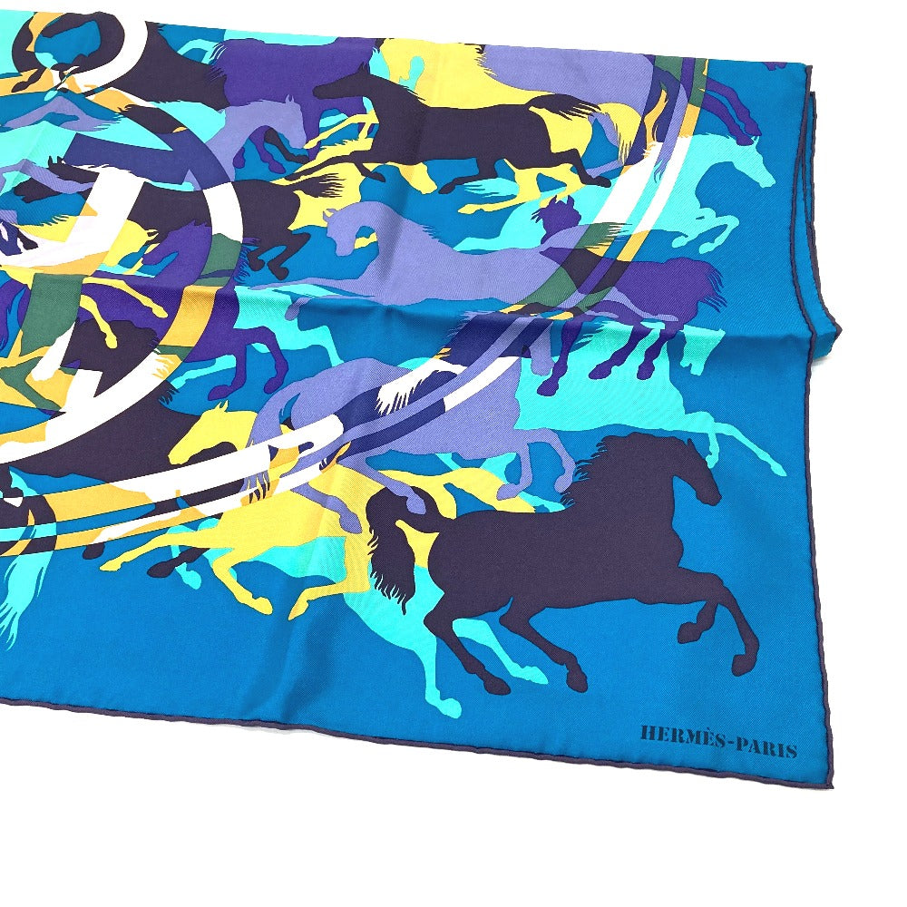 HERMES scarf silk Blue type Carre90 EX LIBRIS EN CAMOUFLAGE EX LIBRIS EN CAMOUFLAGE Women Used