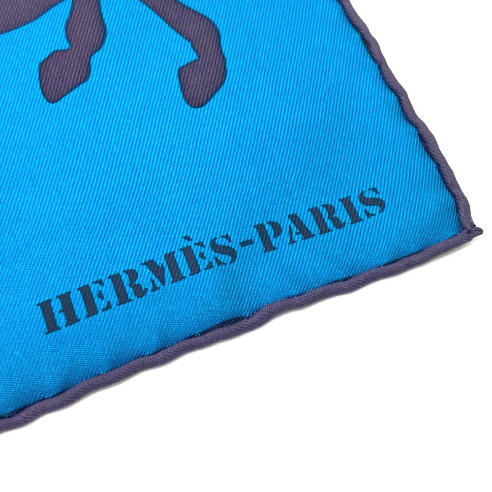 HERMES scarf silk Blue type Carre90 EX LIBRIS EN CAMOUFLAGE EX LIBRIS EN CAMOUFLAGE Women Used