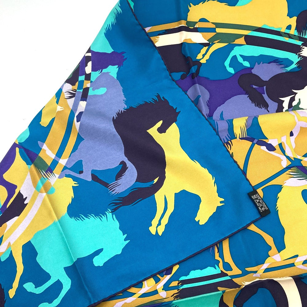 HERMES scarf silk Blue type Carre90 EX LIBRIS EN CAMOUFLAGE EX LIBRIS EN CAMOUFLAGE Women Used