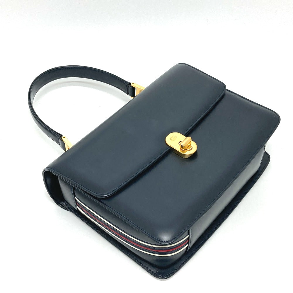 GUCCI Handbag 000.109.0121 leather Navy turn lock sideline Handbag Women Used