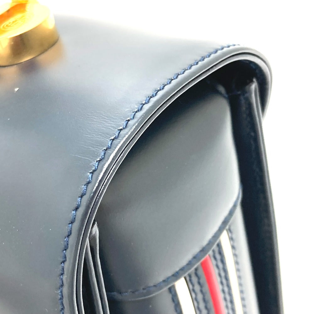 GUCCI Handbag 000.109.0121 leather Navy turn lock sideline Handbag Women Used