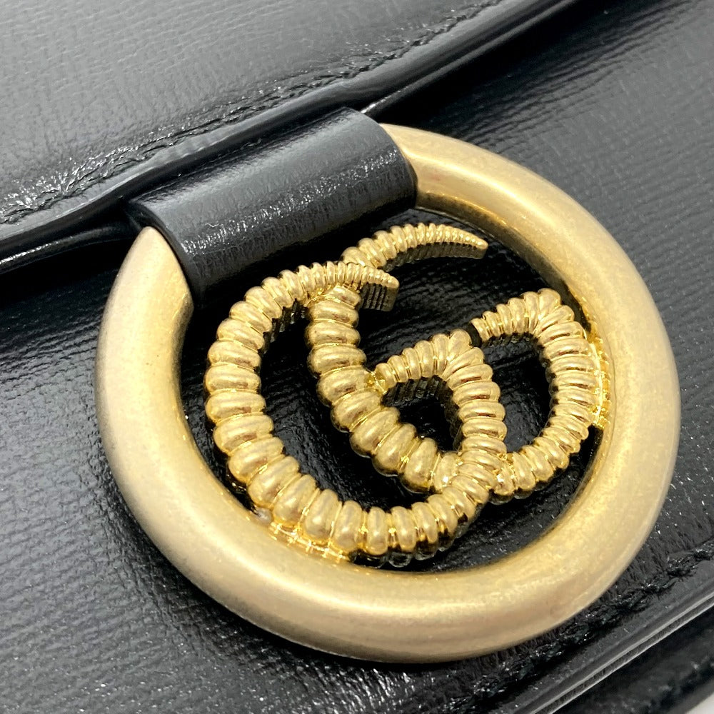 GUCCI Shoulder Bag 589474 Calf leather black GG Marmont flap Women Used