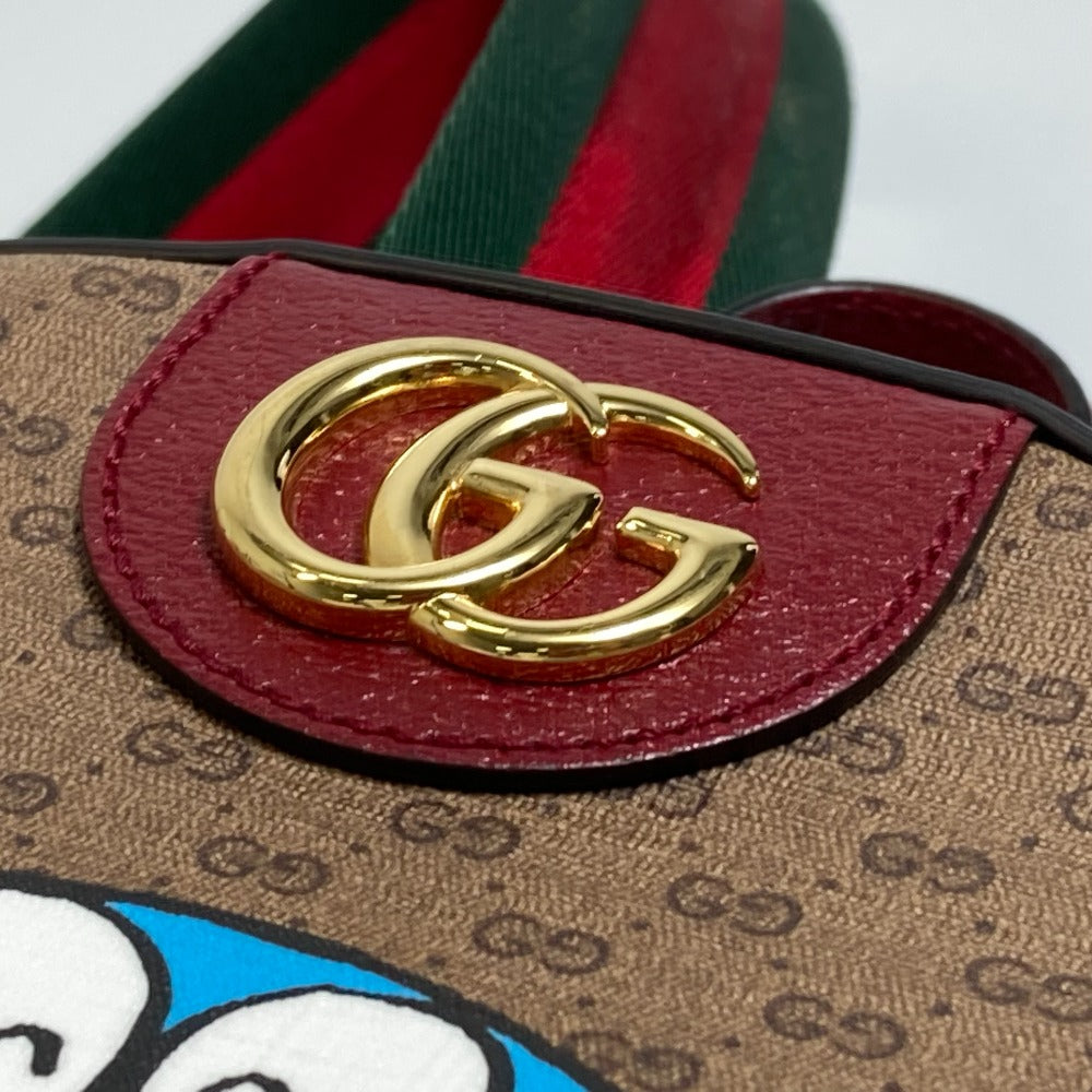 GUCCI Backpack 647816 PVC / Leather brown x wine red GG Supreme Doraemon x GUCCI Small Women(Unisex) Used